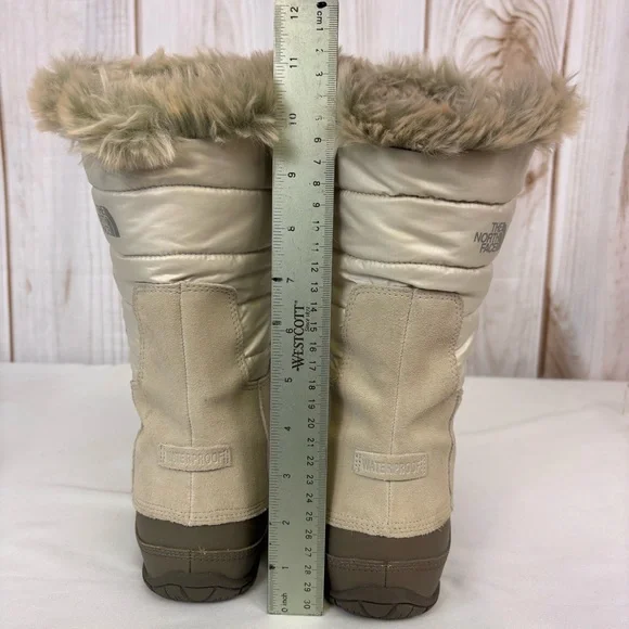 The North Face Nuptse Purna Waterproof Mid-Calf Faux Fur Boots Ivory Size 8.5 - Picture 13 of 16